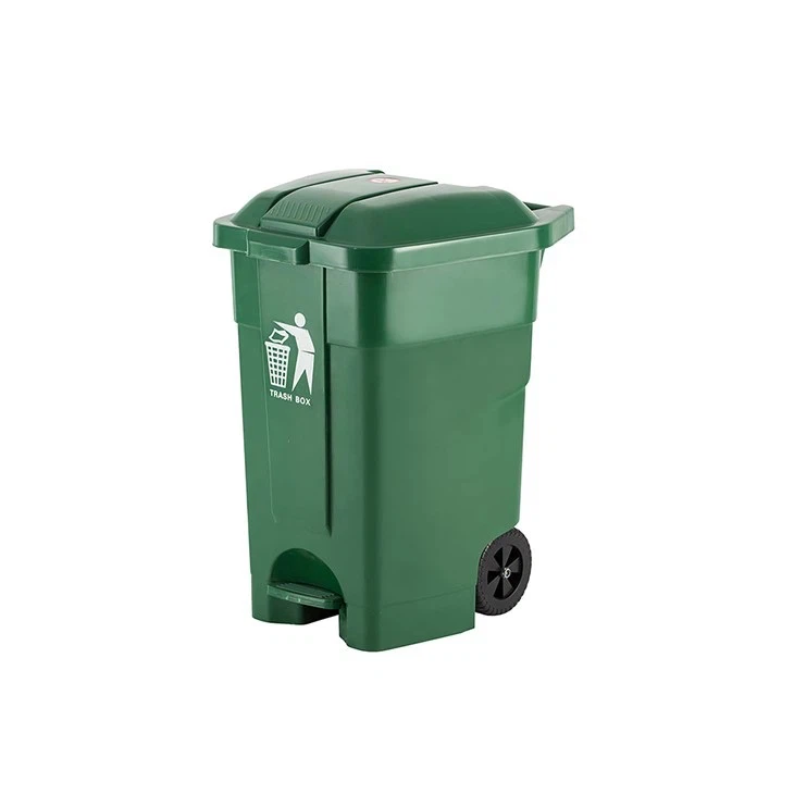 pedal wheeled green garbage bin pedal wheeled green garbage bin