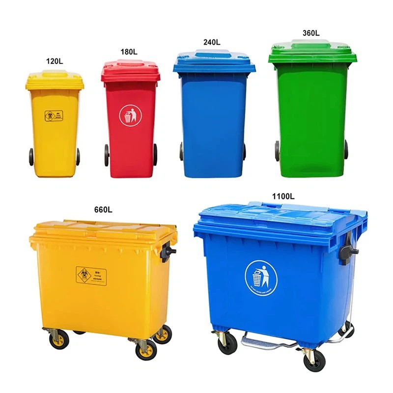 Various plastic garbage can sizes