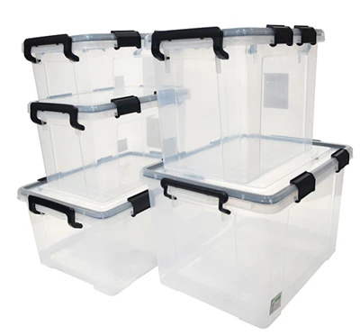 Plastic Storage Bin Clear Nrog Lub hau